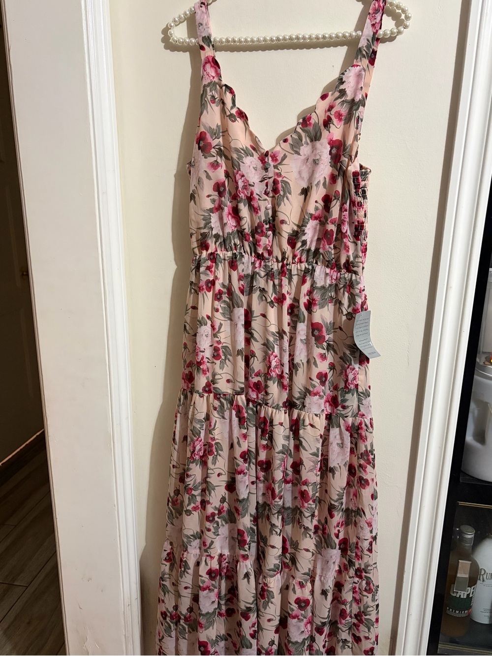 MELLODAY Pink Floral Tiered Sundress